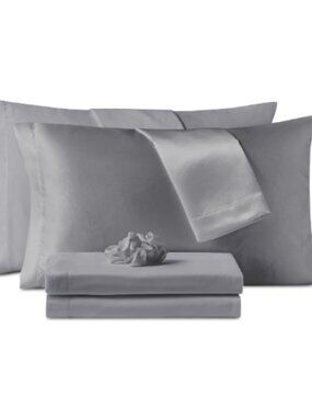 Sanders Microfiber 7-Pc. Sheet Set with Satin Pillowcases and Satin Hair-Tie, Qu